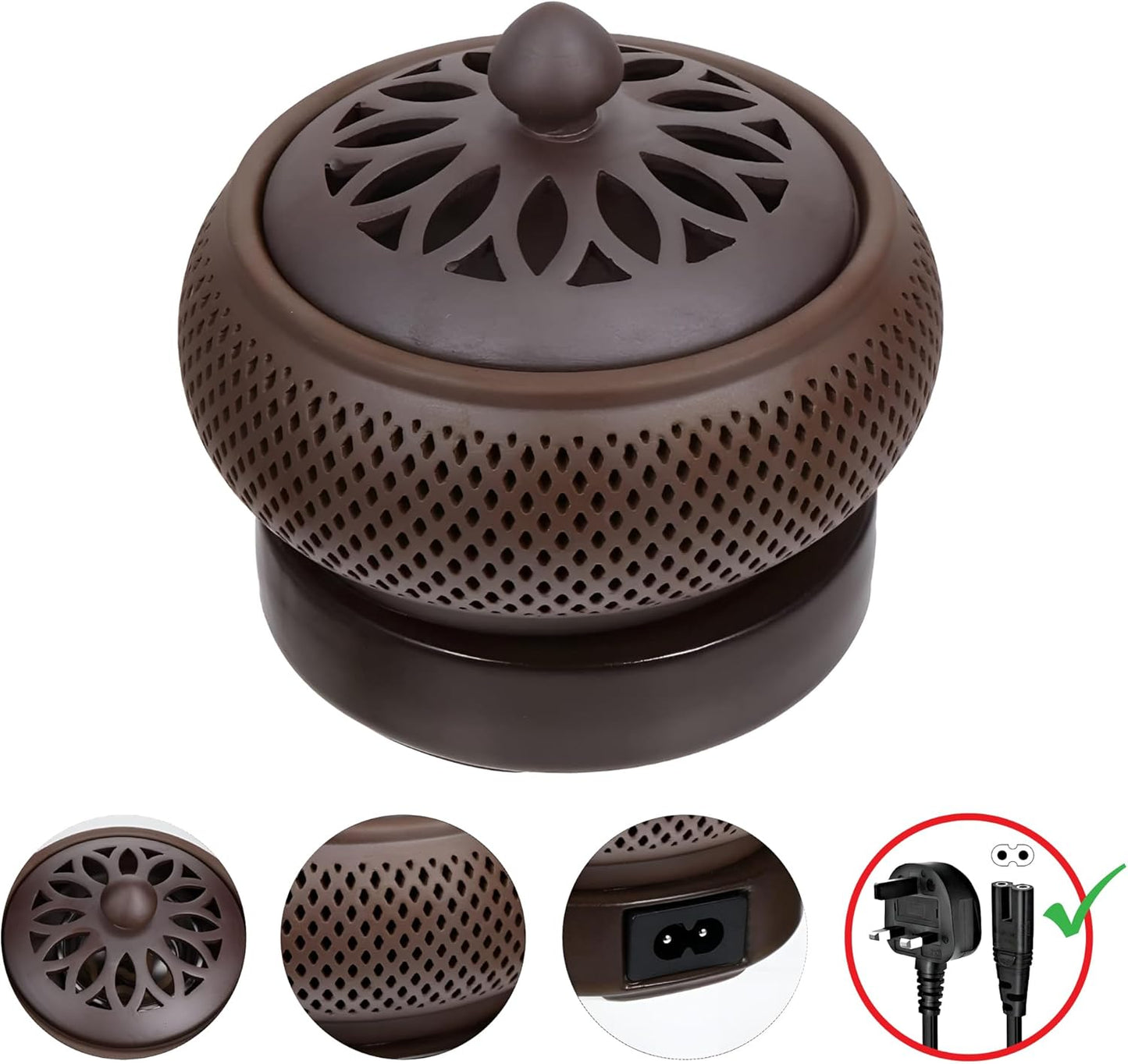 Electric Incense Automatic Bakhoor Burner OIL WAX OUD Ceramic Free Bakhoor Gift