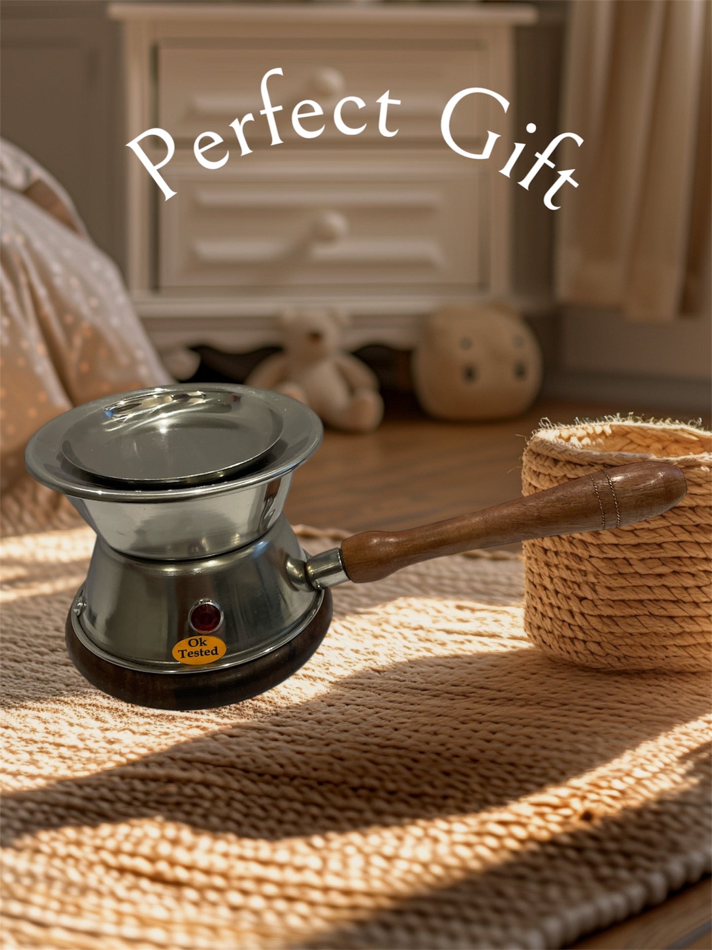 Electric Incense Burner Steel & Wood Bakhoor Oud Lobaan Wax Oil | Free Incense