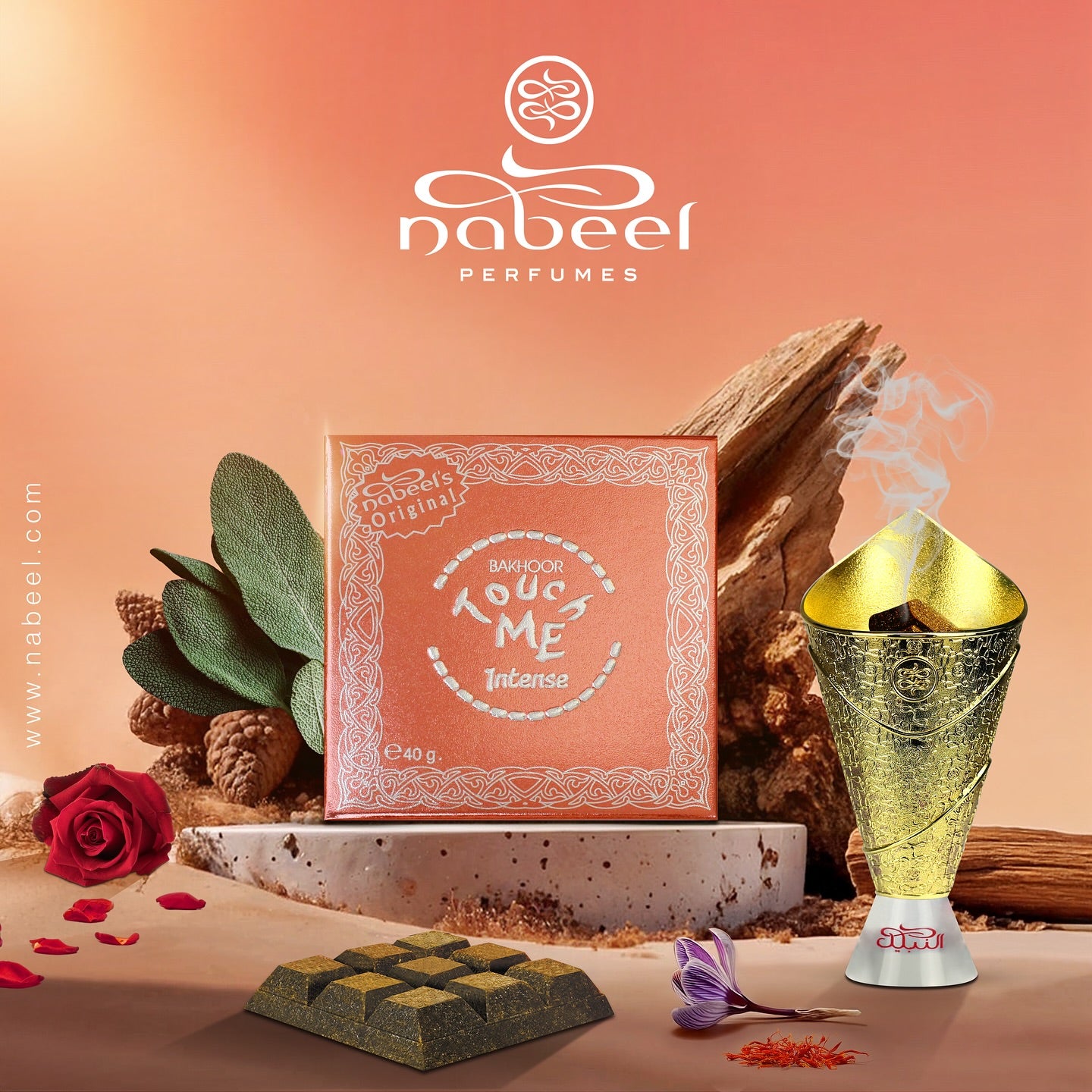 New Nabeel Touch Me Intense Bakhoor 40g  Long Lasting Arabian Oud Home Fragrance