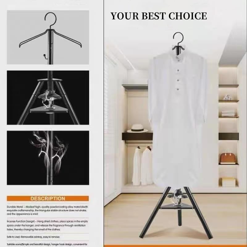 Clothes Hanger with Built-in Bakhoor Incense Burner | Free Bakhoor & Charcoal Included