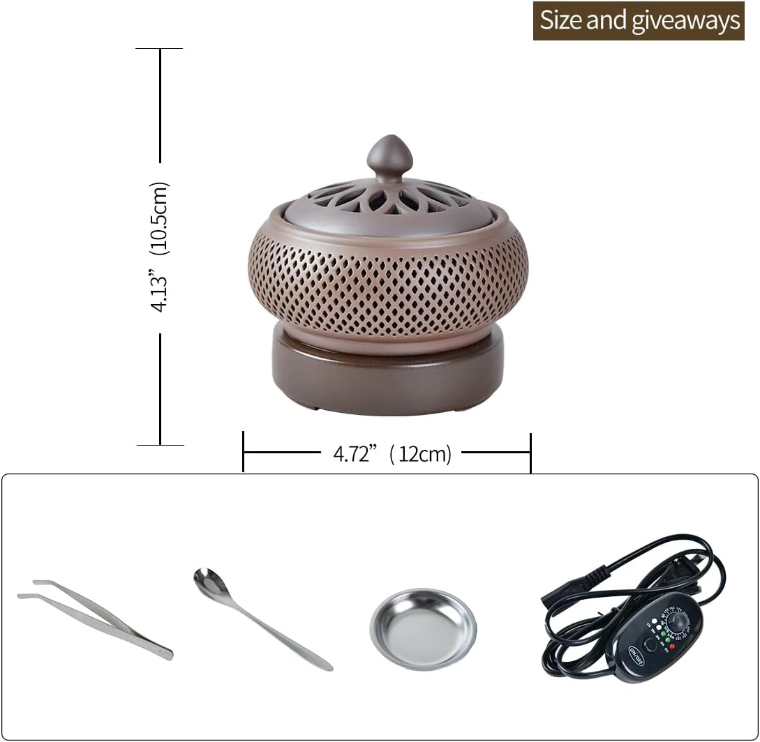 Electric Incense Automatic Bakhoor Burner OIL WAX OUD Ceramic Free Bakhoor Gift