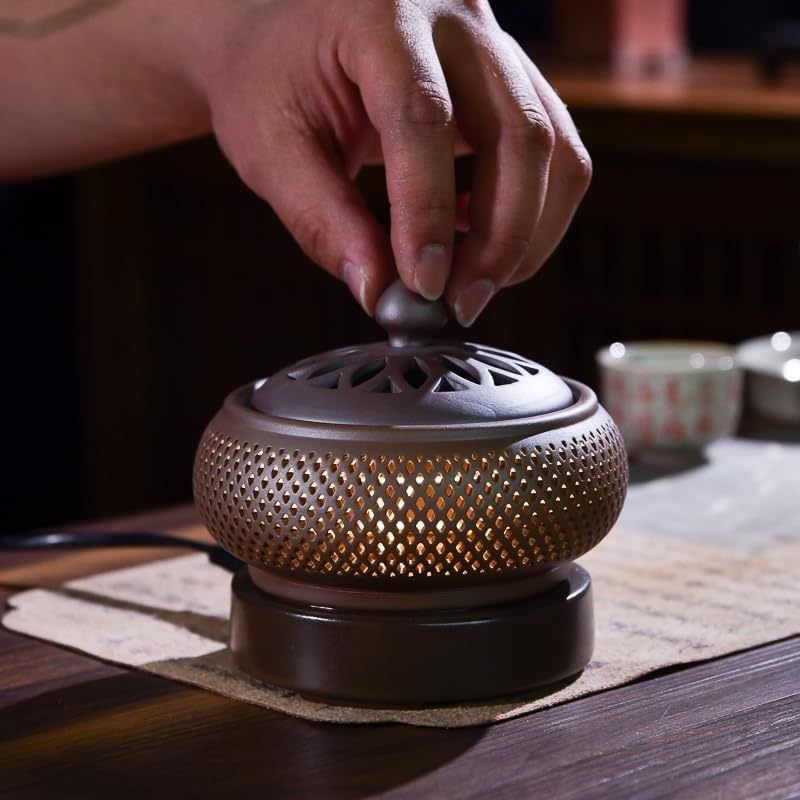 Electric Incense Automatic Bakhoor Burner OIL WAX OUD Ceramic Free Bakhoor Gift