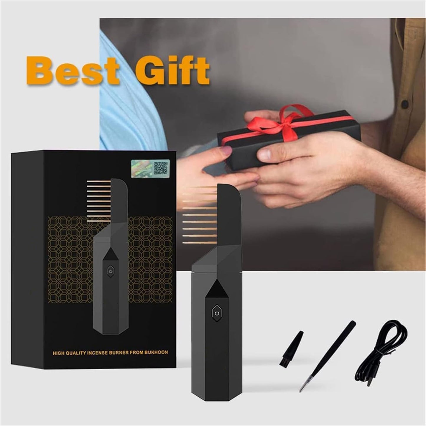 Electric Bakhoor Burner 2-in-1 Hair Comb & Diffuser | Free Bakhoor | Adds Fragrance to Hair