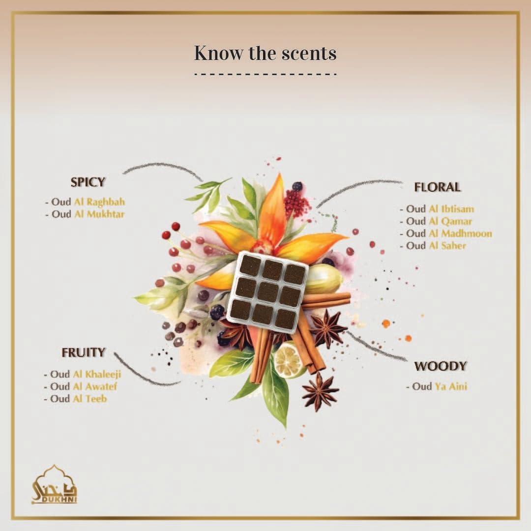 Dukhni Oud Bakhoor Variety Box | Assorted Box 30pc | Incense Home Fragrance