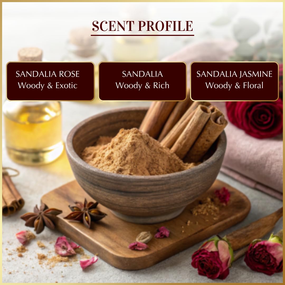 Sandalwood Attar Perfume Oil Set by Dukhni 3x6ml Sandalwood Rose Jasmine