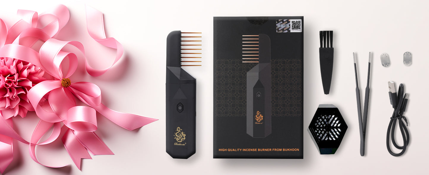 Electric Bakhoor Burner 2-in-1 Hair Comb & Diffuser | Free Bakhoor | Adds Fragrance to Hair