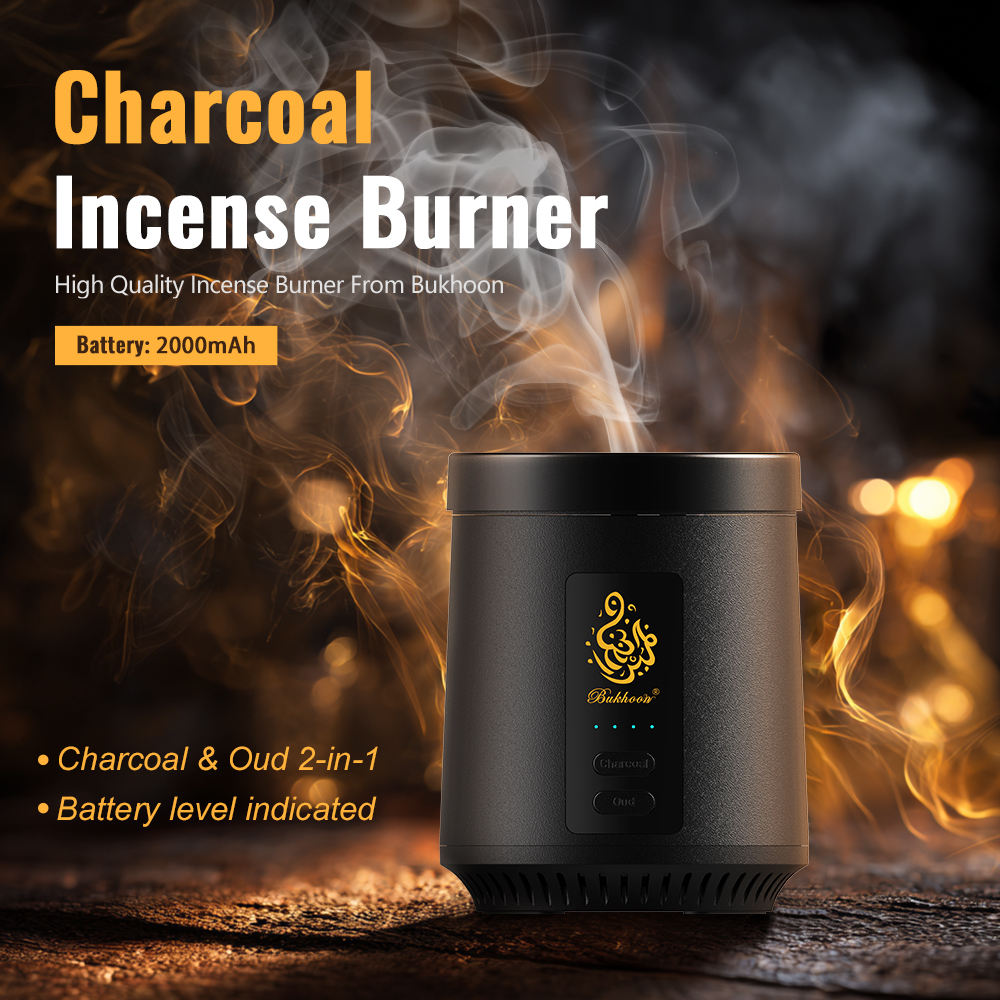 Rechargeable Electric Bakhoor Burner – Dual Mode: Instant Fast Fragrance Oud Mode & Long-Lasting Charcoal Mode, USB-C Portable Incense Heater for Home, Office & Car