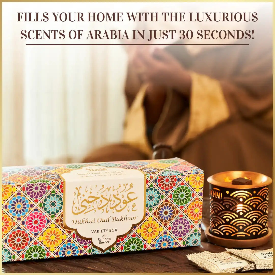 Dukhni Oud Bakhoor 20 Bricks + Rainbow Burner | Luxury Gift Oud Incense Set