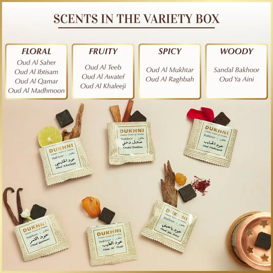 Dukhni Oud Bakhoor 20 Bricks + Rainbow Burner | Luxury Gift Oud Incense Set