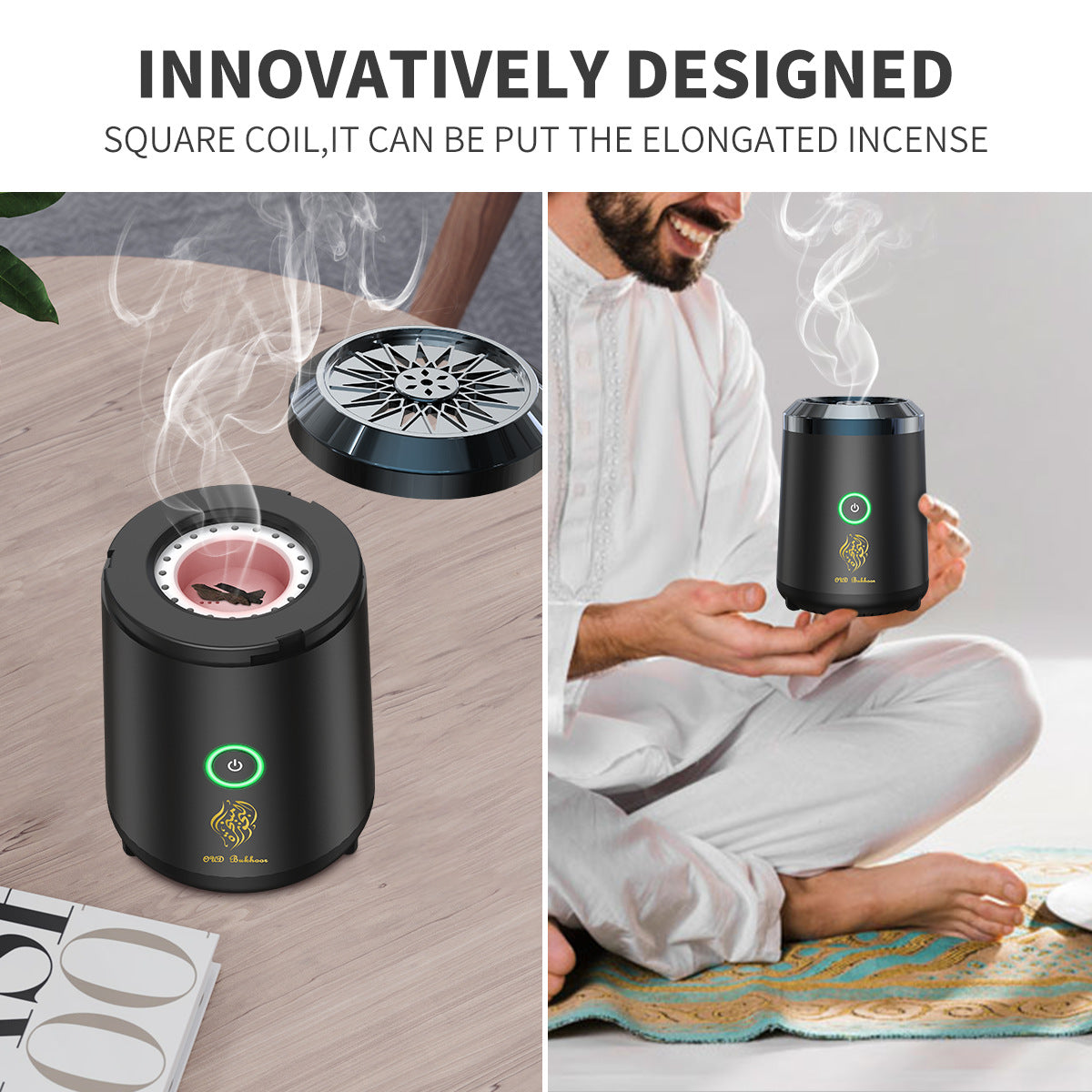 Electric Incense Burner Bakhoor | USB Rechargeable Diffuser | Free Bakhoor | Home Fragrance