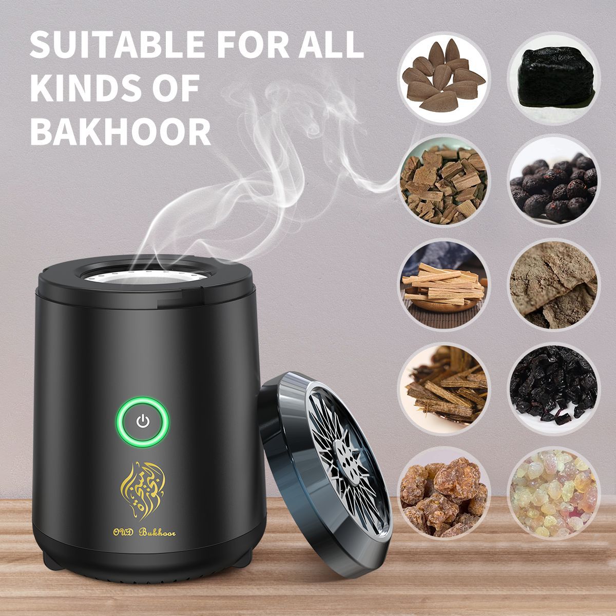 Electric Incense Burner Bakhoor | USB Rechargeable Diffuser | Free Bakhoor | Home Fragrance