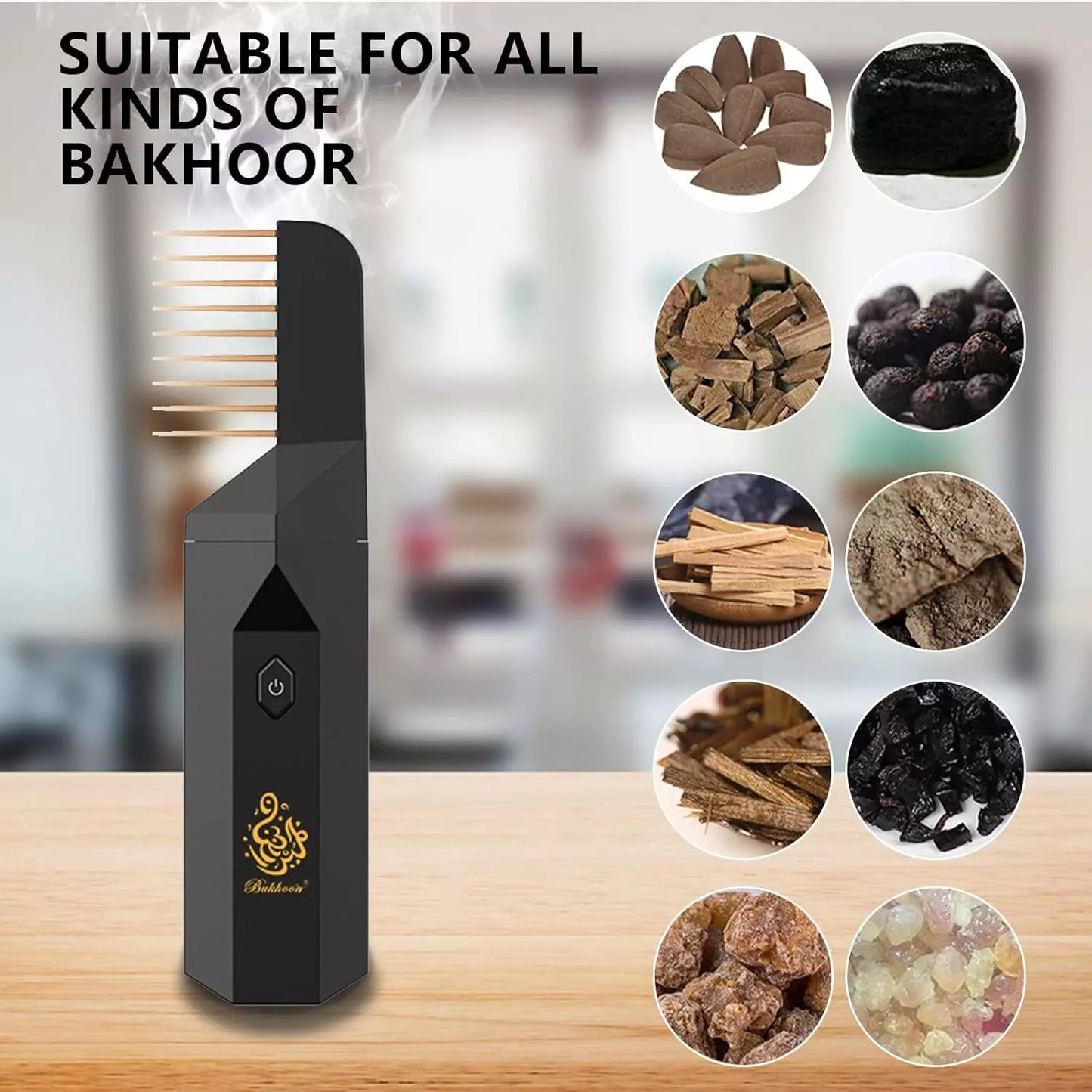 Electric Bakhoor Burner 2-in-1 Hair Comb & Diffuser | Free Bakhoor | Adds Fragrance to Hair