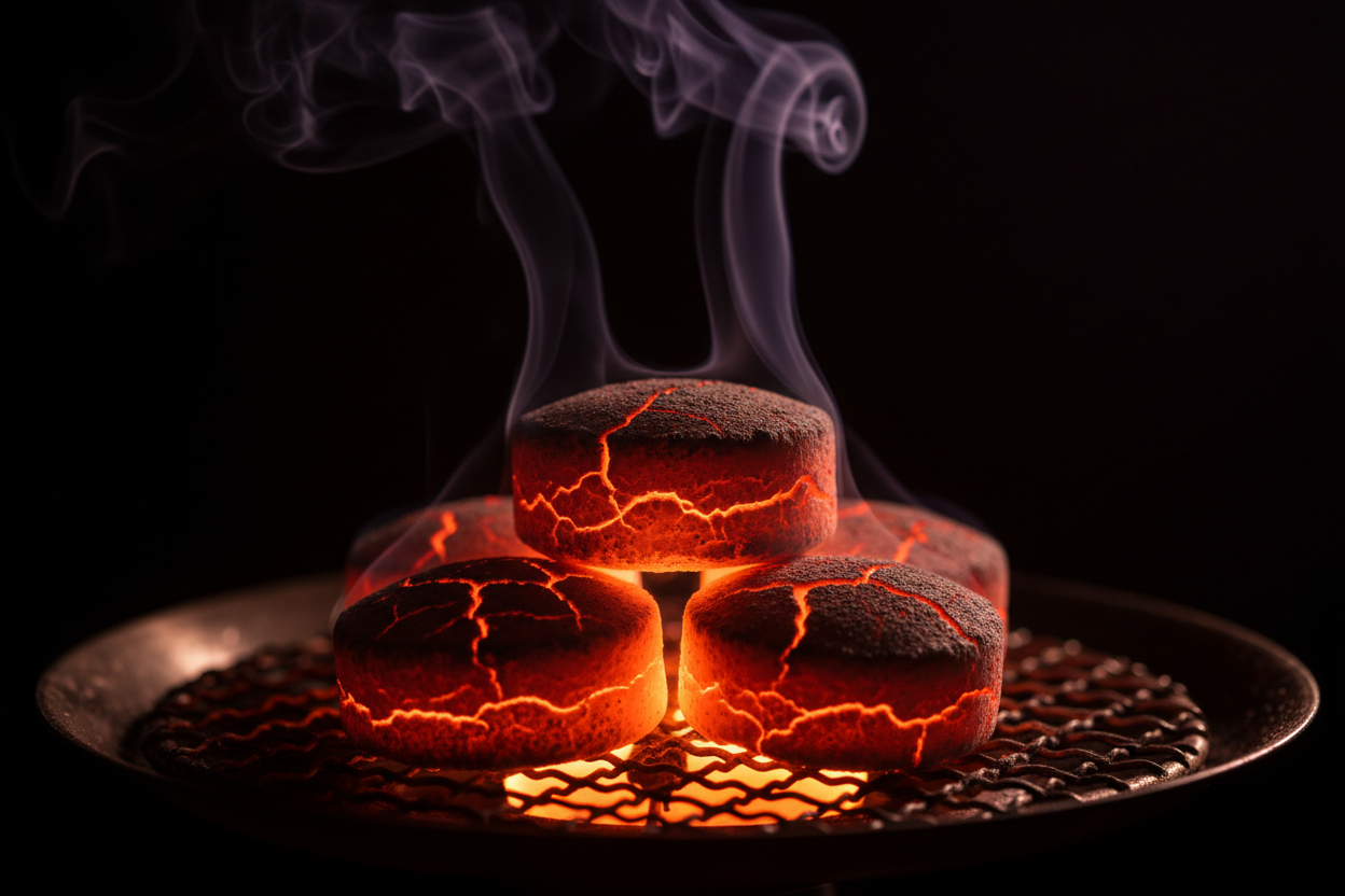 charcoal disc burning sheesha 