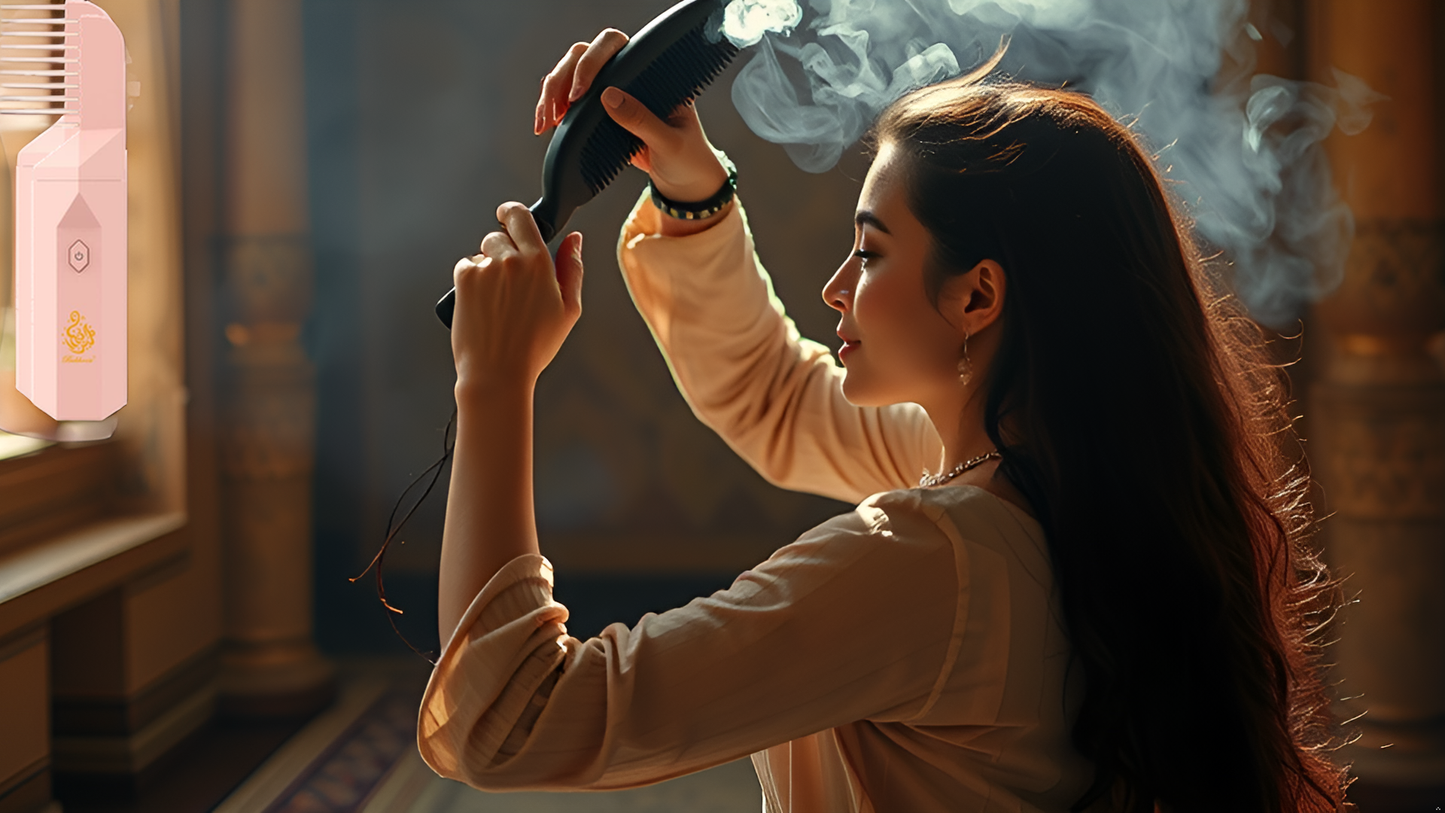 Electric Bakhoor Burner 2-in-1 Hair Comb & Diffuser | Free Bakhoor | Adds Fragrance to Hair