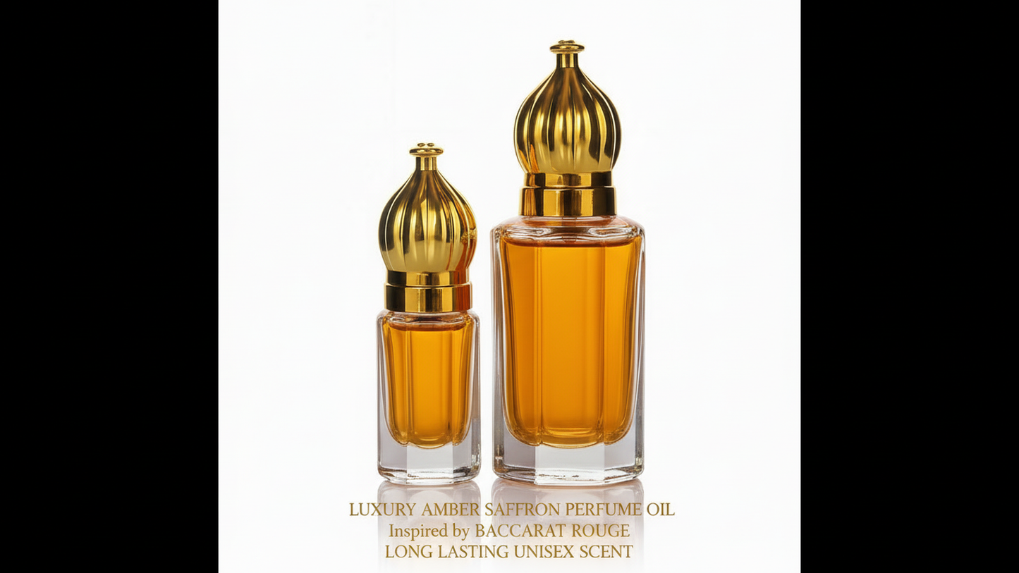 Luxury Amber Saffron Perfume Oil | Inspired by Baccarat Rouge | Long Lasting Unisex Scent