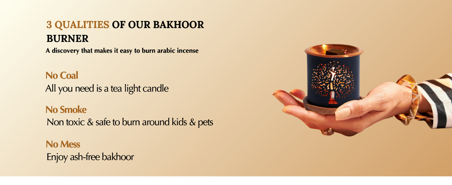 Brass Tree Of Life Bakhoor Burner includes Incense & Candle in Gift Box by Dukhni
