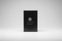 A.Mouge Silver product packaging with a patterned design on a white background